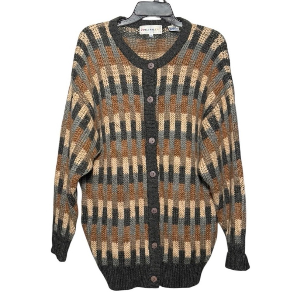 Together! Vintage Wool Blend Button Up Cardigan Women's Size Medium‎ Flaw